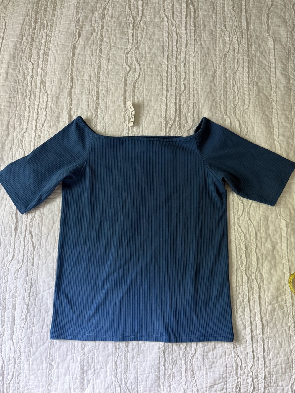 New Madewell Off Shoulder Tee Shirt in Sleekhold Dark Mediterranean Blue L NWT - Picture 6 of 6